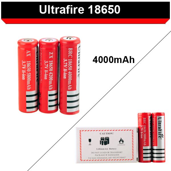 UltraFire 18650 3000/4200/5800mAh 3.7V Rechargeable Li Ion Battery ...