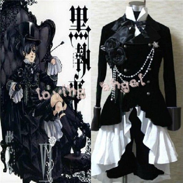 Hot Selling Anime Black Butler Ciel Phantomhive Black Suit Outfit Cosplay Costume Customized Size Best Anime Halloween Costumes Simple Anime Cosplay
