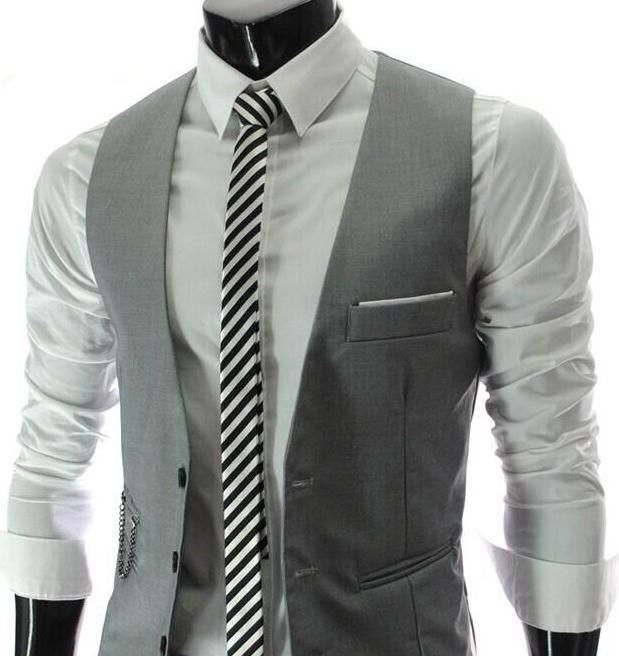 Fashion Men/'s Casual V-neck Suit Vest Waistcoat Business Slim Fit Cotton Coat US
