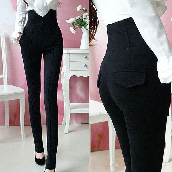 high waisted black slacks women's