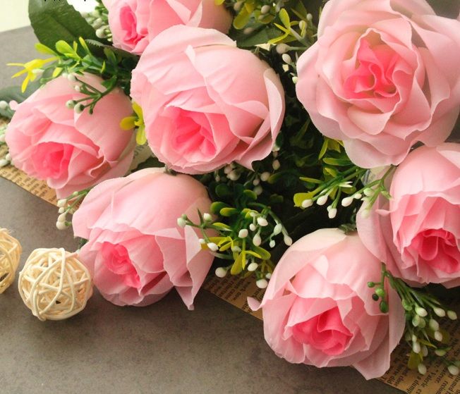 Seda verde Rosas de seda flor de rosa de rosa corea estilo rosa boda y  casero