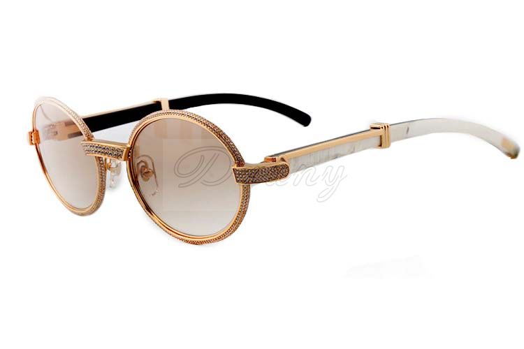 Factory Outlet new natural black and white horns legs too glasses, 7550178 high-quality sunglasses, size: 55 -22-140mm RETRO sunglasses,