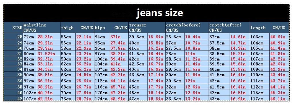 european mens pants sizes to us