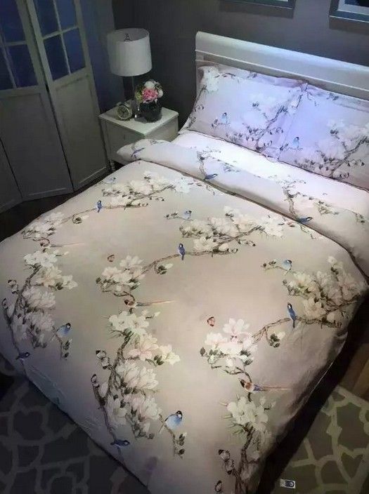 Bird Print Bedding Set Sheets Duvet Cover Bed Linen Floral