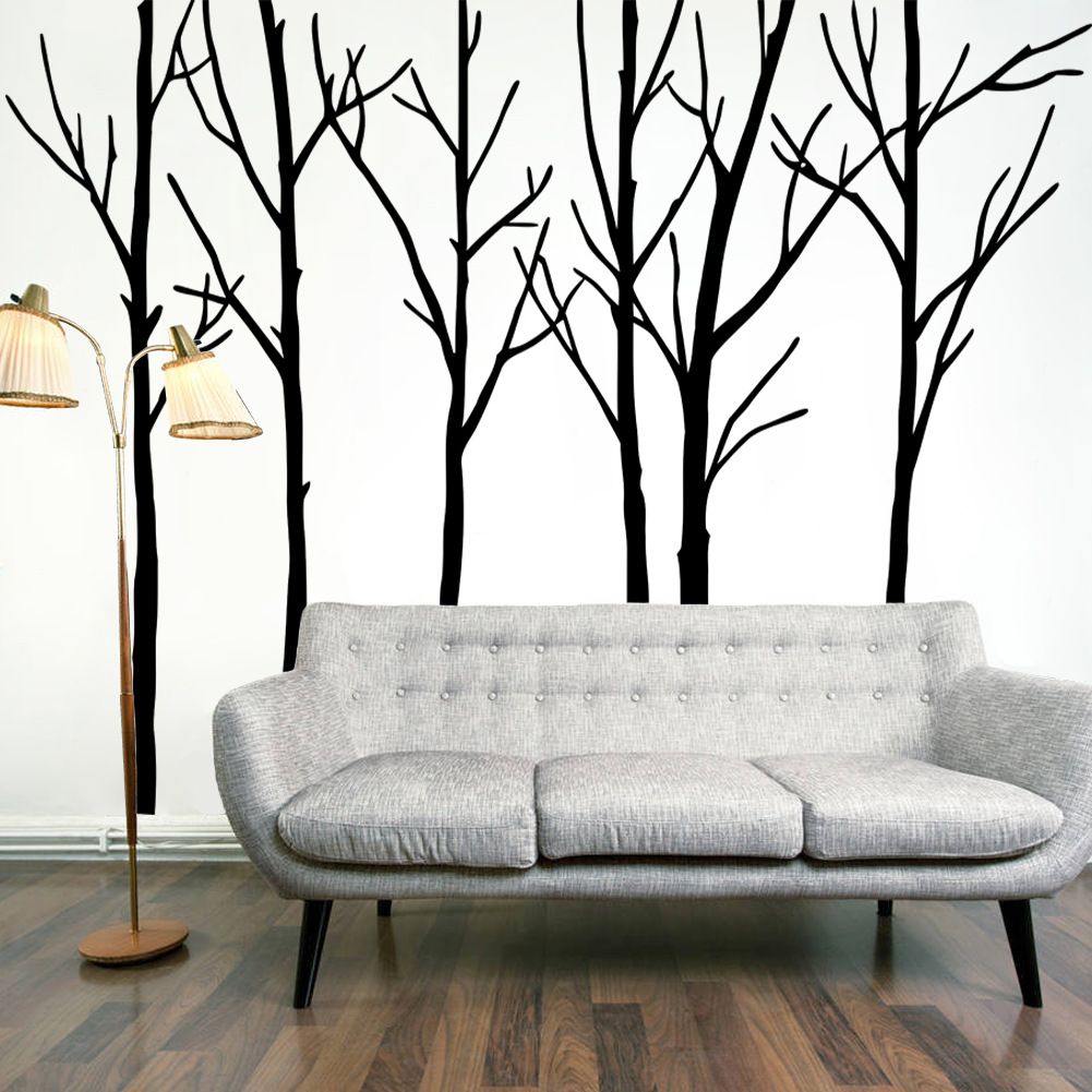 Extra Large Black Tree Branches Wall Art Mural Decor Sticker Transfer Living Room Bedroom Background Decal Poster Graphic 288 X 200cm Stickers On