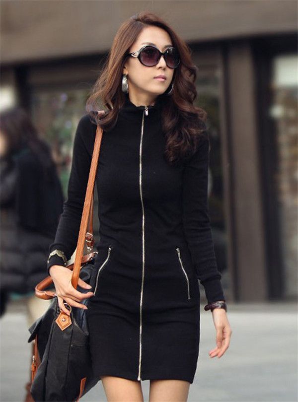 sweatshirt dress with zipper