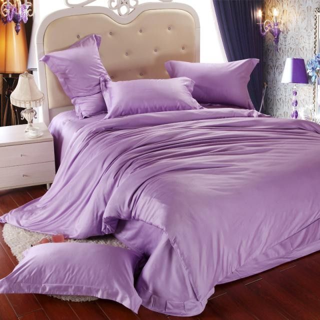 Luxury Light Purple Bedding Set Queen King Size Lilac Duvet Cover