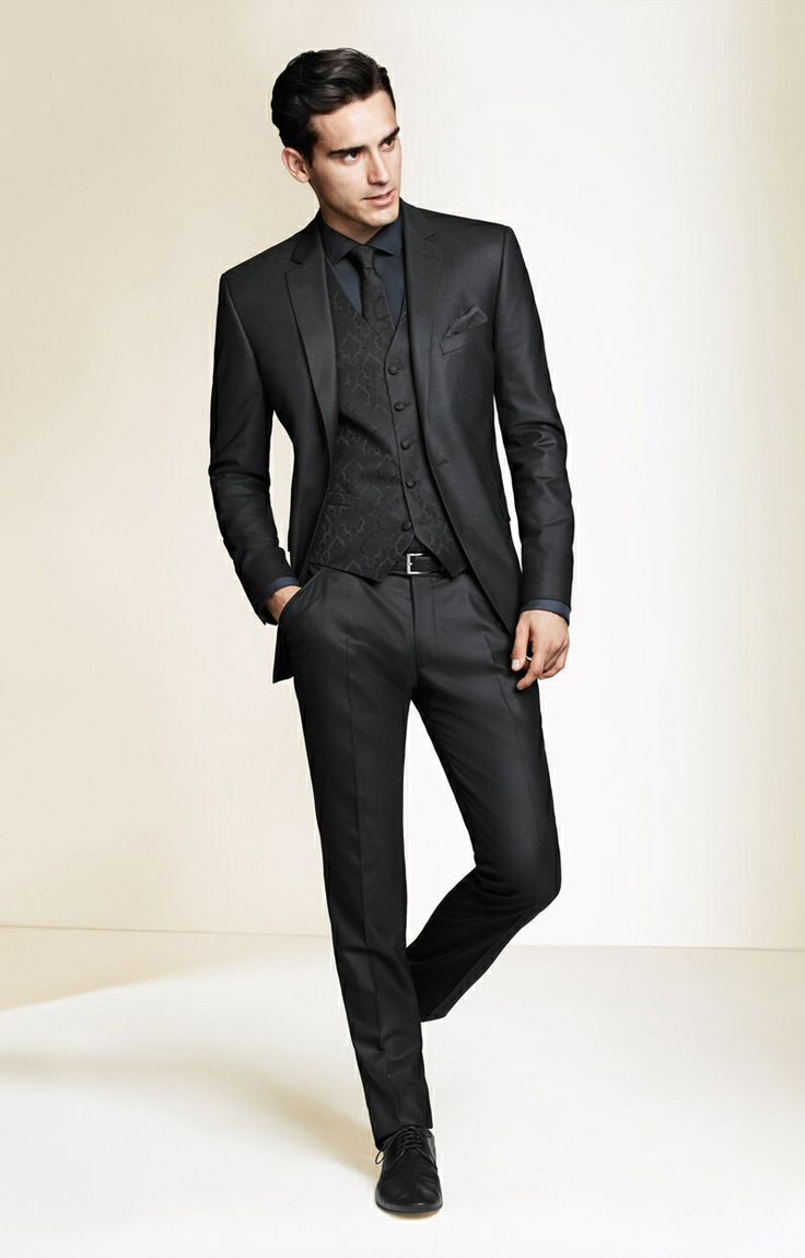 Compra 2019 Negro Slim Fit Trajes De Boda De Esmoquin Para Hombre Hechos A  Medida Para Hombres Novios / Padrinos De Boda Trajes De Boda Para Hombre  Chaqueta + Pantalón + Chaleco