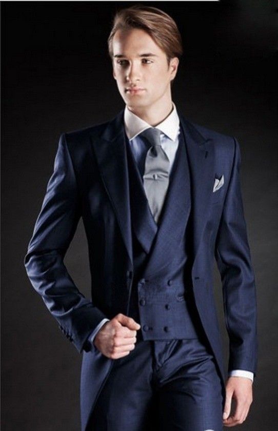 Custom Made Newest Groom Tuxedos Peak Lapel Mens Suit Morning Style ...