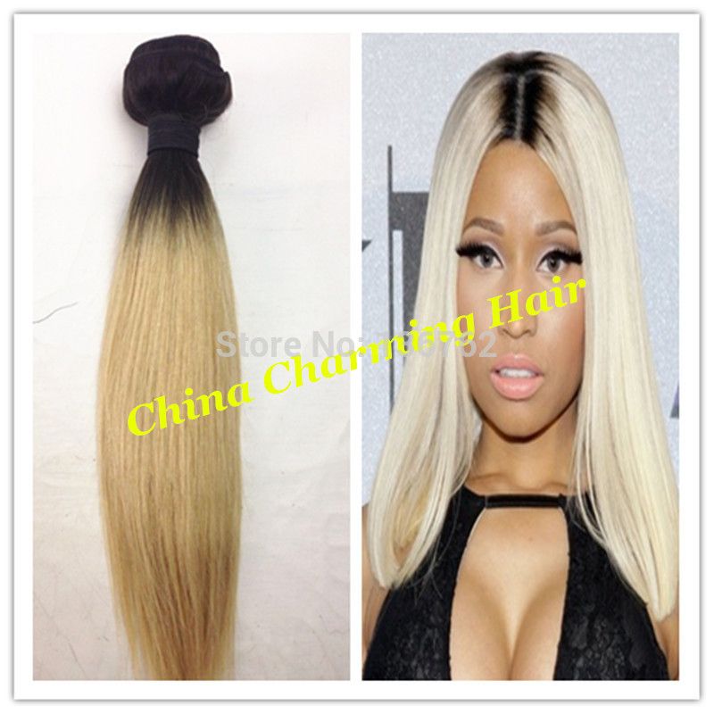 Dark Root 1b 613 Blonde Ombre Silky Straight Hair Extension