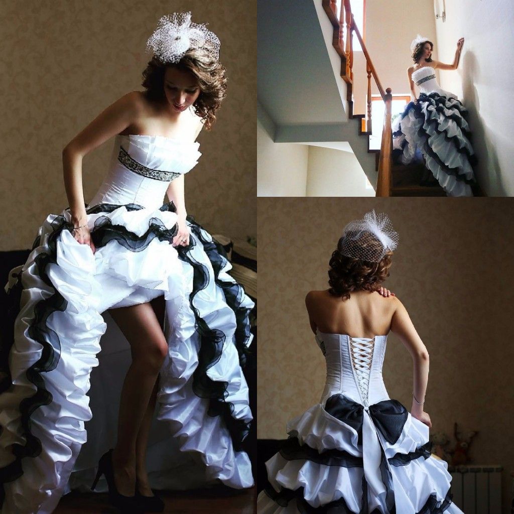 black and white corset wedding dress