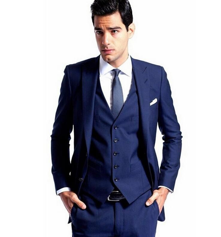 El Traje Azul Para Hombre Es Adecuado Para Alta Calidad Abrigo + Pantalón + Chaleco De 101,11 | DHgate