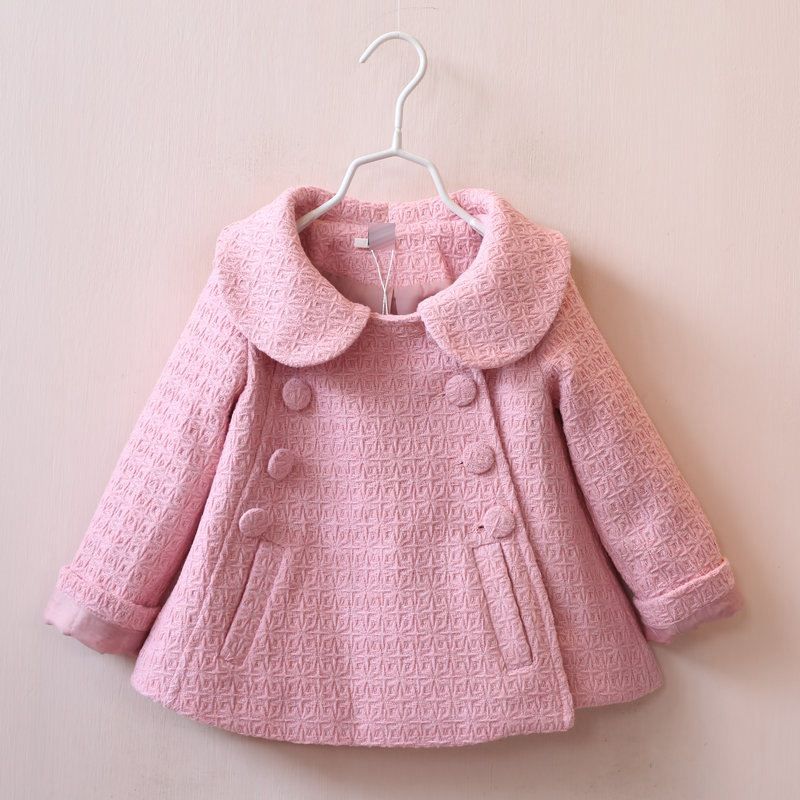 Hot 80 105cm Height Girls New Fall Coat Double Breasted Woolen Jacket