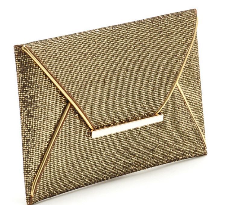 gold color clutch purse