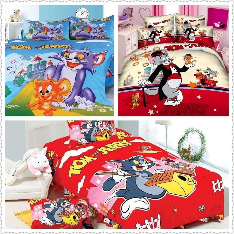 2020 Amazing Bright Color Tom And Jerry Print Bedding Set