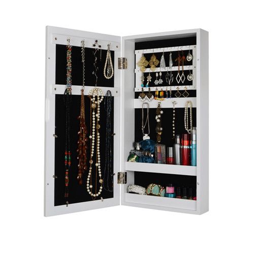 wall mount jewelry box mirror