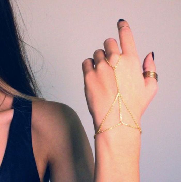 New Fashion Bracelet Bangle Slave Chain Finger Ring Harness Gold Bracelet New Fashion Bracelet Bangle Slave Chain Finger Ring Harness Gold Bracelet