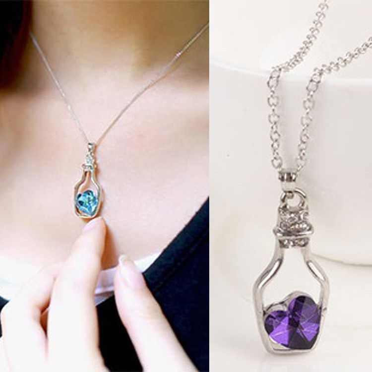 Sieraden En Horloges Creative Love Drift Bottle Pendant Necklace Blue Heart Crystal Hermanteam Ir - Heart In Bottle Pendant Sieraden En Horloges Creative Love Drift Bottle Pendant Necklace Blue Heart Crystal Hermanteam Ir - Heart In Bottle Pendant