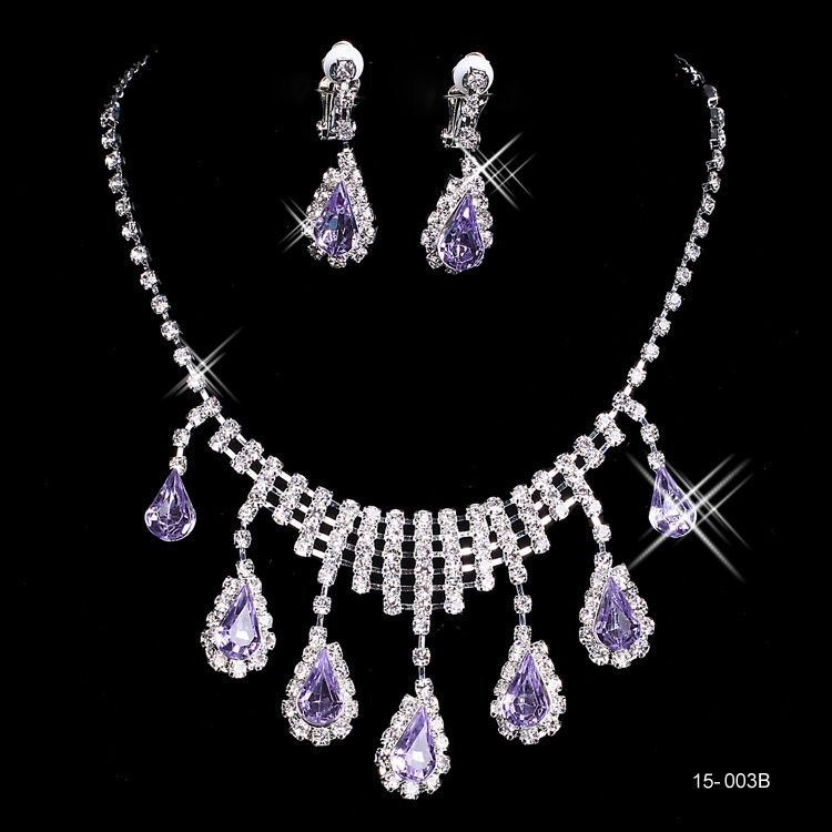 Charming Purple Wedding Bridal Sets Accessories Jewelry Necklace