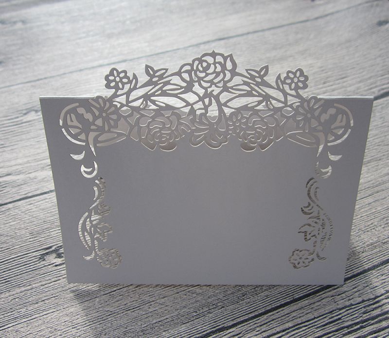Acheter Fleur Laser Cut Place Carte Rose Vine Nom Lieu Cartes Table Marque De Noce Décoration Papier Shimmer Cartes Blanc De 018 Du Sjnp05