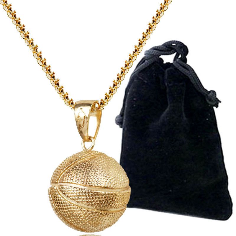 2018 Fashion Basketball Pendant Necklace Gold Silver Plated Stainless