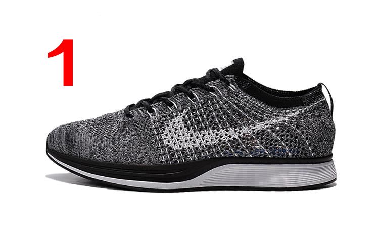 Nike Flyknit Racer Negro Blanco Kanye Oreo de los zapatos corrientes, al por