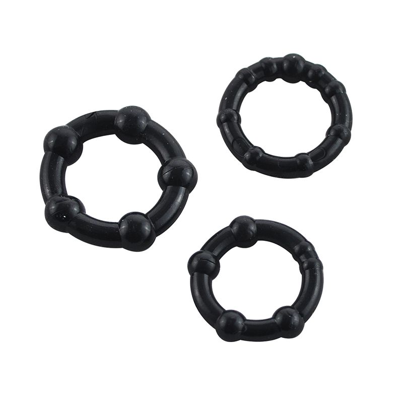 NEW 3 Triple Rubber Penis Cock Ring Impotence Erection Erection Sexy