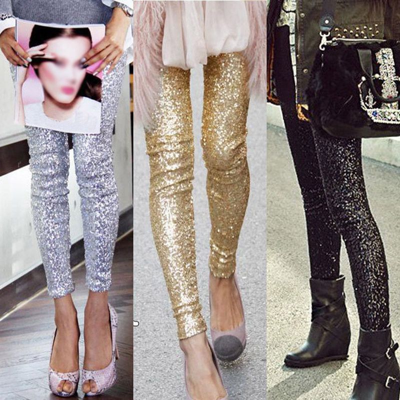 black sequin leggings plus size