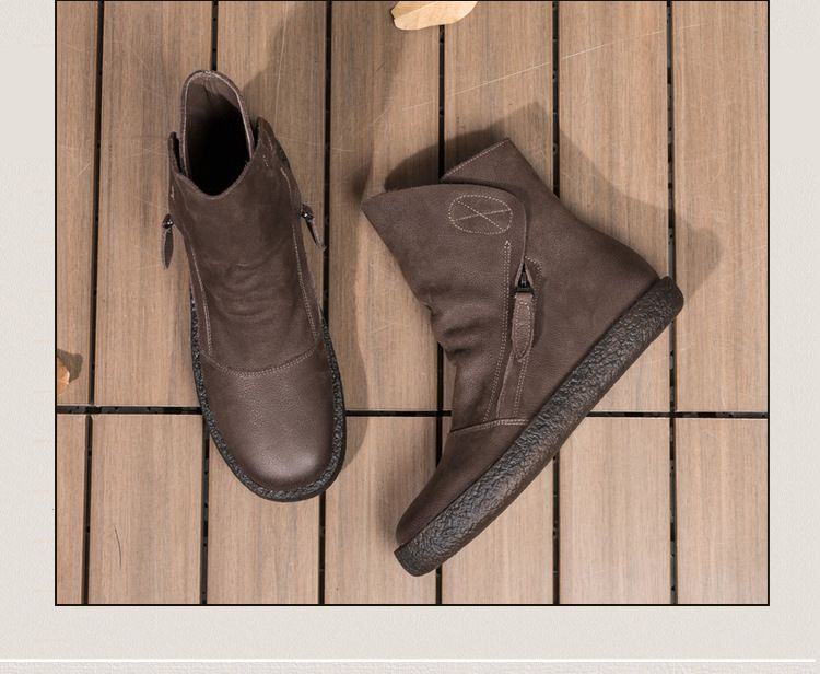 dark brown flat boots
