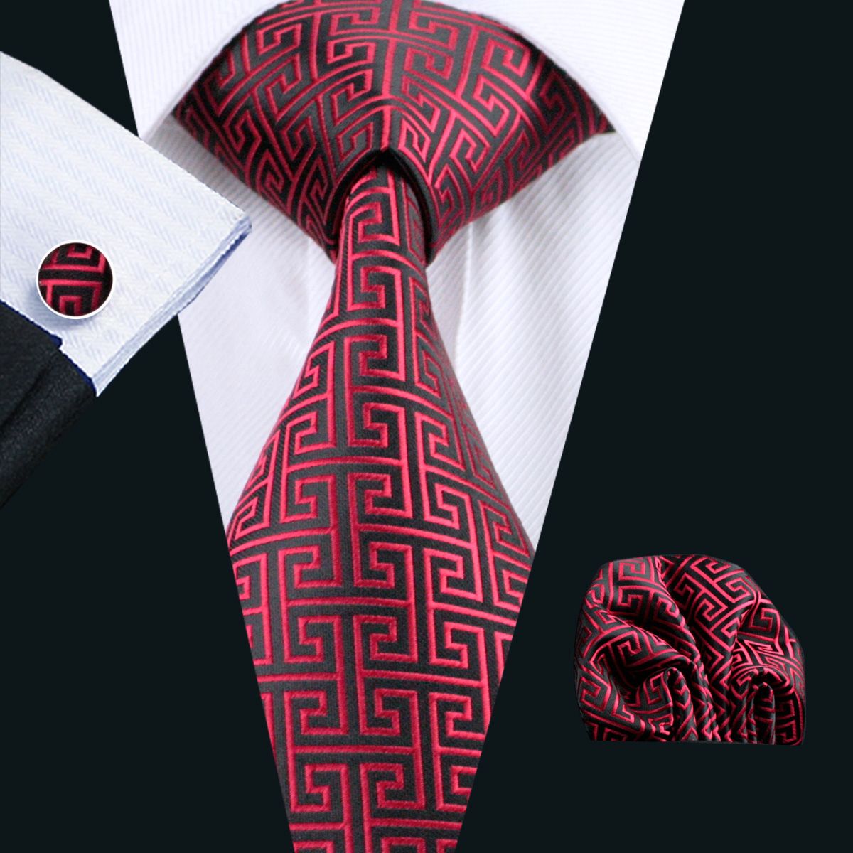Compra Juego De Corbata Negra Roja Clásica Gemelos De Pañuelo Juego De  Corbata Tejida De Jacquard Para Hombre Trabajo De Negocios Formal N 0554  Barato | Entrega Rápida Y Calidad | Es.Dhgate