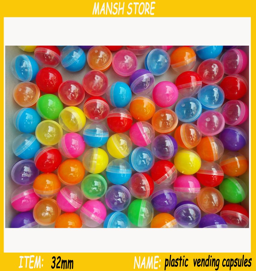 2021 32mm Empty Half Colored Half Clear Plastic Vending Ball Plastic Balls For Vending Machine