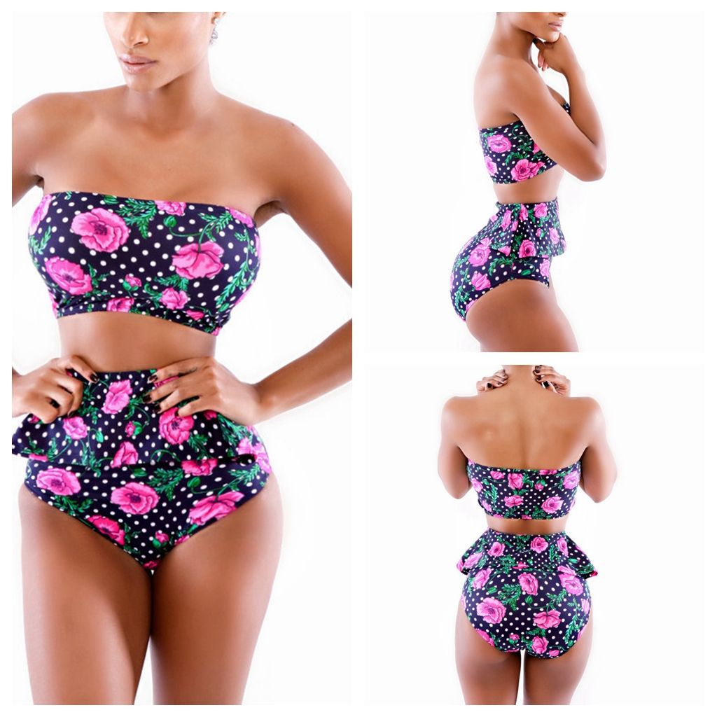 high waisted peplum bathing suit