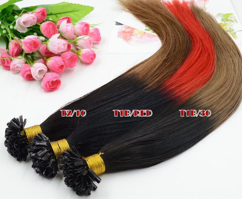 Xcsunny 18 20 Inch Ombre Human Hair Extensions Red 1g S 100g Nail