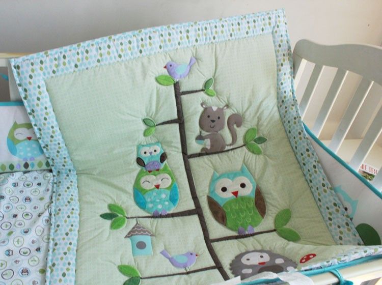 5Pcs Set Nordic INS Baby Crib Bumpers Pad Fence Cotton Crown Cushion  Cartoon Printted Sheets Kids