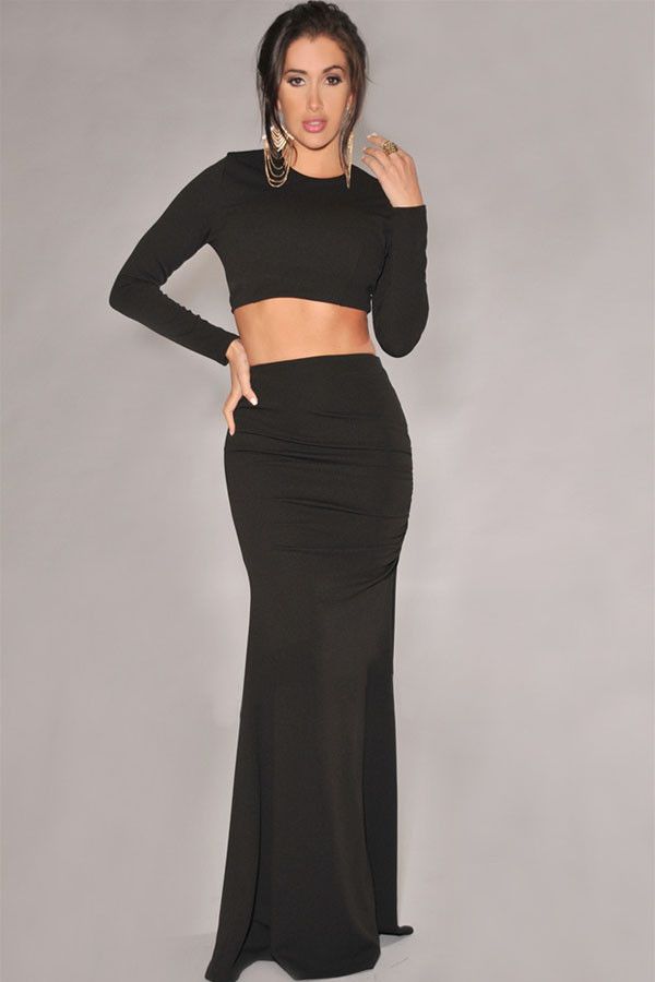 pencil cut long skirt