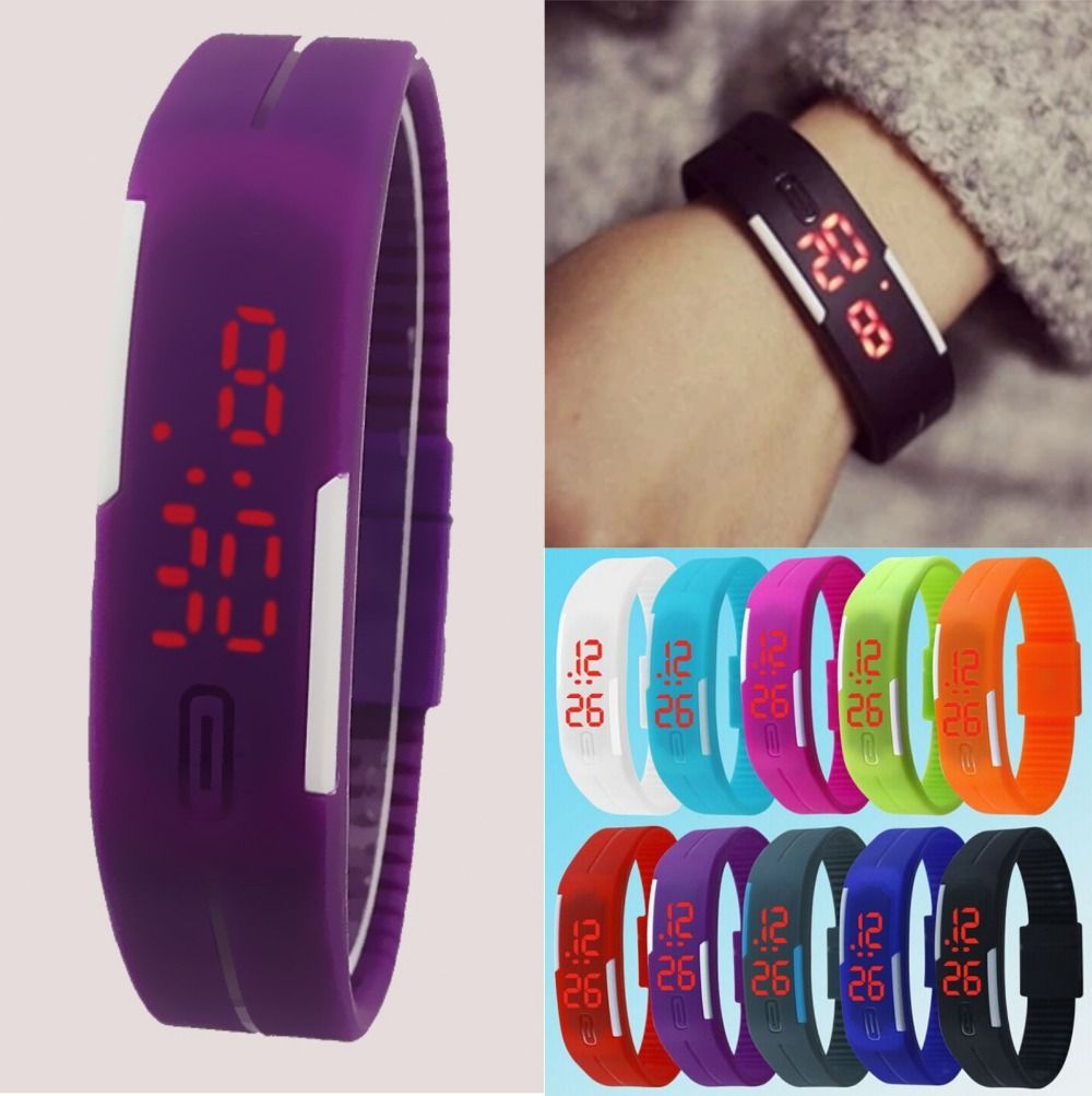 led rubber wrist watch