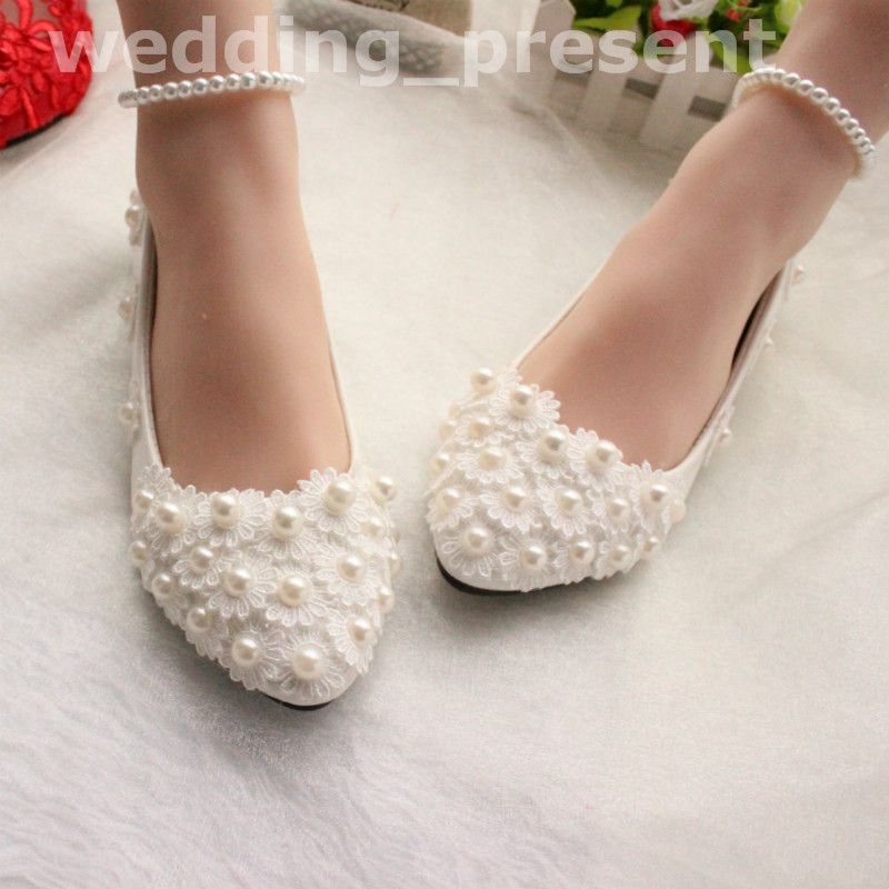 Pearls And Lace 2018 Wedding Shoes Flats Bridal Shoes Sweet