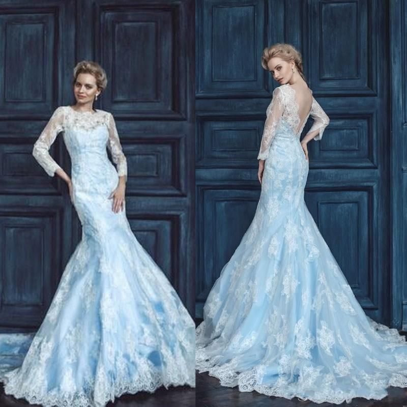 blue mermaid wedding dress