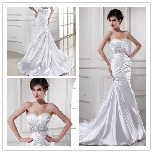 2015 Mermaid Wedding Dresses Sweetheart Lace Up Ruffled Court Train ...