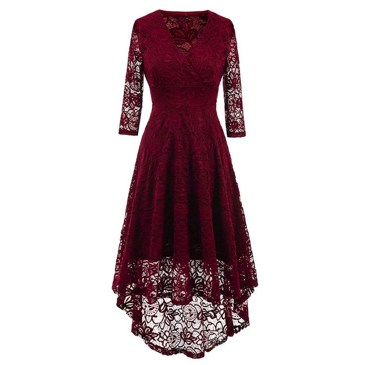 red and black lace dress