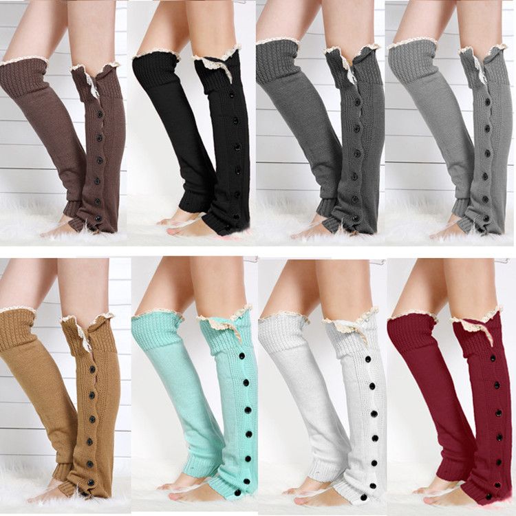 Women Girl Winter Warm Knit High Knee Leg Warmer Knitwear Leggings Boot Socks