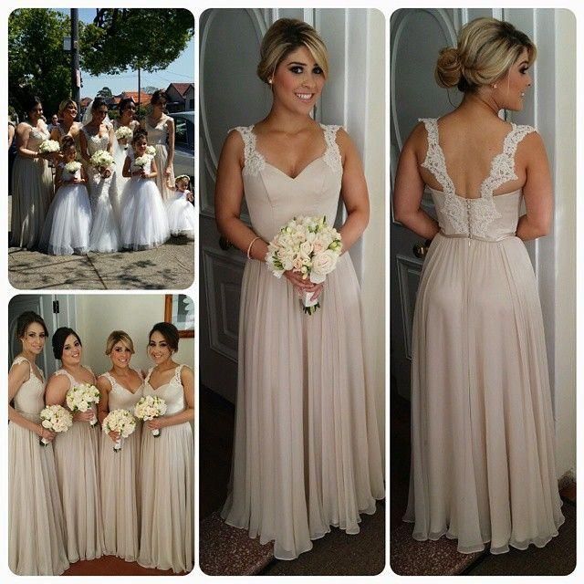 champagne bridesmaid dresses long