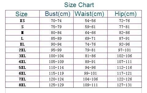 Corset Training Size Chart