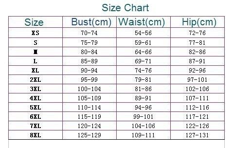 Waist Training Corset Size Chart