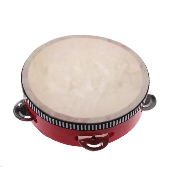 2020 Educational Toy Red/White Musical Wooden Tambourine Beat