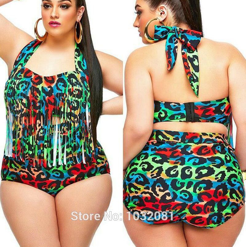 Discount 2015 Sexy Plus Size Swimwear Women Leopard Fringe Bikini High Waist Swimsuit Extra Large Bathing Suit Bather Biquini V132A3 From China | DHgate.Com