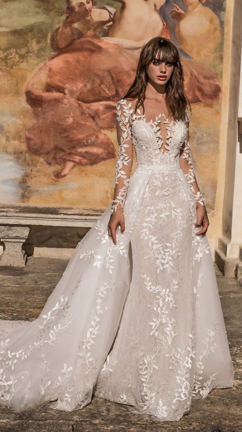 Großhandel 166 Neueste Mermaid Brautkleider Mit Überrock Appliqued Sheer Neck Hochzeitskleid Langarm Nach Maß Brautkleider Von Huifangzou, 166,16 € Großhandel 166 Neueste Mermaid Brautkleider Mit Überrock Appliqued Sheer Neck Hochzeitskleid Langarm Nach Maß Brautkleider Von Huifangzou, 166,16 €
