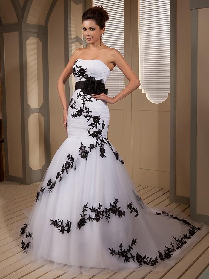 Discountfabulous Vintage Black And White Wedding Dresses Real Photo