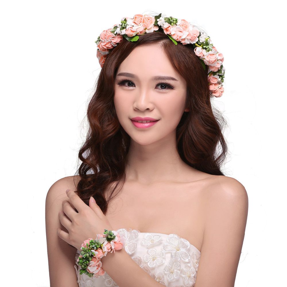 Women Hair Accessories Flower Wedding Headband Floral Crown With