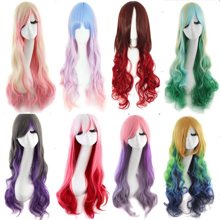Girl S Big Spiral Curl Cosplay Wig Mix Color Rainbow Long Curly